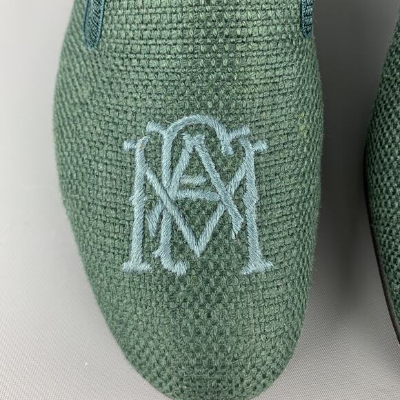 SHIPTON Size 8 Forest Green Woven Silk Embroidery Slippers Loafers - Picture 5 of 11